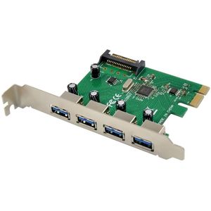 MicroConnect - USB 3.0 4-Port PCIe-kaart - Zwart - PCI Express 2.0