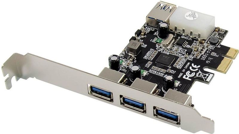 MicroConnect - 3+1 Poort USB 3.0 PCIe Kaart - Zwart - PCI Express 2.0 x1