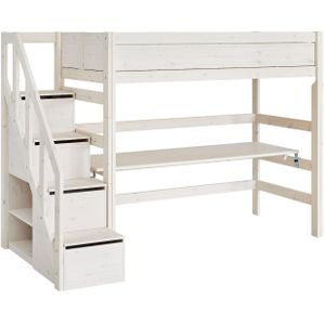 Lifetime hoogslaper 177h 90x200 trapkast whitewash
