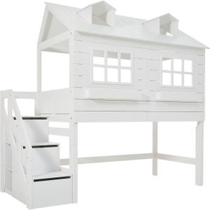 LIFETIME Kidsrooms Halfhoogslaper Lakehouse Luxe Wit Gelakt