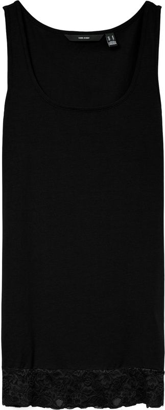 Basic - Tank Top - O-hals - Mouwloos - Kanten Detail - Regular Fit