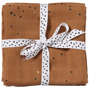 Done By Deer set 2 hydrofiele doeken 120 x 120cm | Dreamy Dots Mustard *