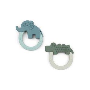 Done By Deer Bijtring Deer Friends Green/Blue 2-Pack