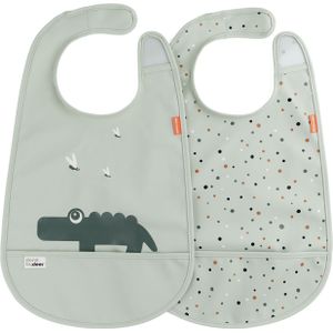 Done by Deer Bib w/velcro 2-pack Croco Green