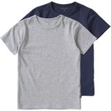 Minymo T-shirt Jongens Katoen Grijs blauw 2-delig4