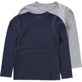 MINYMO Basic 34 T-shirt Ls (2 stuks) T-shirt voor jongens, Donkerblauw (Dark Navy)