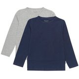 Minymo - T-shirt - Donkerblauw - 2-pack - Jongens - Lange Mouwen