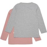 Minymo - 2-Pack - T-shirt - Roze/Grijs - 95% Katoen / 5% Elastaan