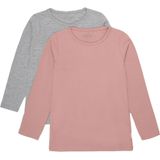 Minymo - 2-Pack - T-shirt - Roze/Grijs - 95% Katoen / 5% Elastaan