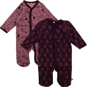 Pippi - Kinderpyjama - Lila - Set van 2 - Lange Mouwen met Voeten