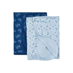 PIPPI Unisex baby set van 2 dekens om te wikkelen, te spelen en te beschermen, badkledingset, meerkleurig (Estate Blue 722), (fabrieksmaat: 70 x 70), meerkleurig (Estate Blue 722), Eén maat
