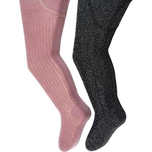 Minymo Panty's - 2-pack - Roze/Zwart m. Glitter - Minymo - 56/62 - Panty's