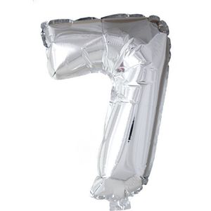 Wefiesta Cijfer Ballon Nummer '7' Zilver Folie 40cm - Geschikt Voor Helium