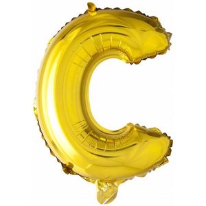 Folie Ballon Letter C Goud 41cm met Rietje