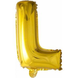 Folie Ballon Letter L Goud 41cm met Rietje