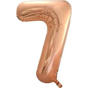 Folie Ballon Cijfer 7 Rose Goud XL 86cm leeg