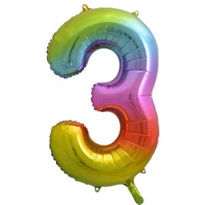 Regenboog Cijfer Ballon 3. | 86cm