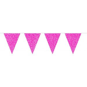 Glitter pink kartonnen vlaggenlijn slinger.