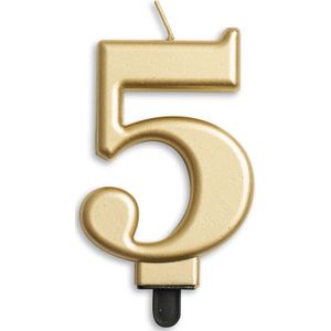 Kaars 5 Jaar Goud Metallic 8cm