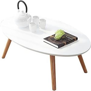 Prachtige salontafel, kleine ovale bijzettafel, massief houten tafel met erkertafel, slaapkamer witte vrijetijdsstudeertafel (afmetingen: 80x50x30cm)
