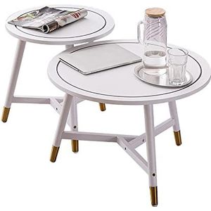 Prachtige 2PCS salontafel pak, woonkamer midden eeuw ronde tafel, moderne vrije tijd theetafel, geheel massief eiken tafelpoot slaapkamer vrijetijdstafel (Color : B)