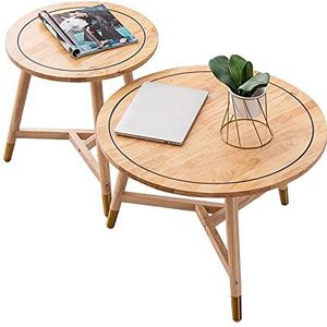 Prachtige 2PCS salontafel pak, woonkamer midden eeuw ronde tafel, moderne vrije tijd theetafel, geheel massief eiken tafelpoot slaapkamer vrijetijdstafel (Color : A)