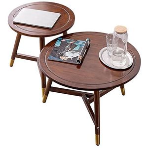 Prachtige 2PCS salontafel pak, woonkamer midden eeuw ronde tafel, moderne vrije tijd theetafel, geheel massief eiken tafelpoot slaapkamer vrijetijdstafel (Kleur: C)