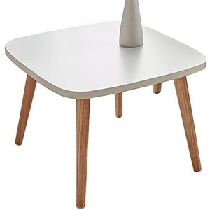 Prachtige massief houten salontafel, H43CM woonkamerbank bijzettafel, vierkante Scandinavische eenvoudige slaapkamer vrijetijdstafel, wit tafelblad (Afmetingen: 60x60x43cm)