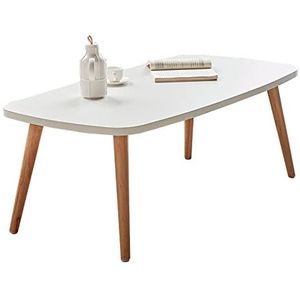 Prachtige massief houten salontafel, H43CM woonkamerbank bijzettafel, vierkante Scandinavische eenvoudige slaapkamer vrijetijdstafel, wit tafelblad (Afmetingen: 100x60x43cm)