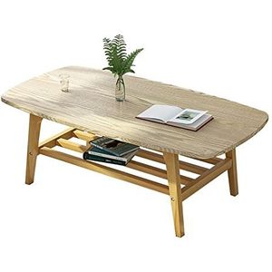 Prachtige dubbellaagse salontafel, eenvoudige woonkamer, massief houten lage tafel voor kleine appartementen, H45CM zittafel in Japanse stijl (Kleur: B, Maat: 100x50x45cm)