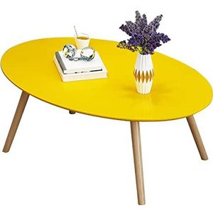 Prachtige salontafel, ovale eettafel, slaapkamer vrijetijdstafel/studeertafel, multifunctionele H40CM bankbijzettafel (kleur: geel, maat: 80x50cm)