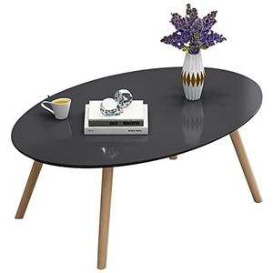 Prachtige salontafel, ovale eettafel, slaapkamer vrijetijdstafel/studeertafel, multifunctionele H40CM bankbijzettafel (kleur: zwart, maat: 80x50cm)