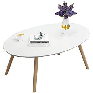 Prachtige salontafel, ovale eettafel, slaapkamer vrijetijdstafel/studeertafel, multifunctionele H40CM bank bijzettafel (kleur: wit, maat: 80x50cm)