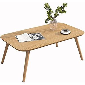 Prachtige massief houten salontafel, woonkamer klein appartement H45CM Japanse stijl bank bijzettafel, vierkante slaapkamer vrijetijdstafel/studeertafel (Kleur: Houtkleur, Maat: 100x60cm)