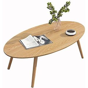 Prachtige massief houten salontafel, woonkamer klein appartement H45CM Japanse stijl bank bijzettafel, ovale slaapkamer vrijetijdstafel/studeertafel (Kleur: Houtkleur, Maat: 100x60cm)