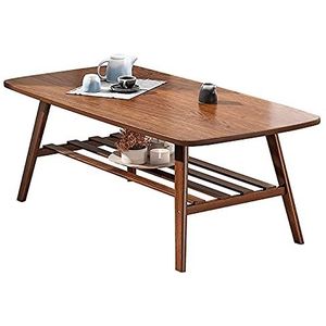 Prachtige salontafel, eenvoudige dubbellaagse vrijetijdstafel in de woonkamer, klein appartement (H45CM) massief houten tafelpoot eettafel (kleur: A, maat: 120x60x45cm)