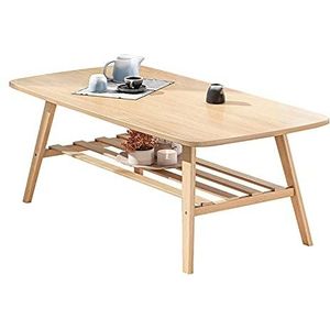 Prachtige salontafel, eenvoudige dubbellaagse vrijetijdstafel in de woonkamer, klein appartement (H45CM) massief houten tafelpoot eettafel (kleur: B, maat: 100x50x45cm)
