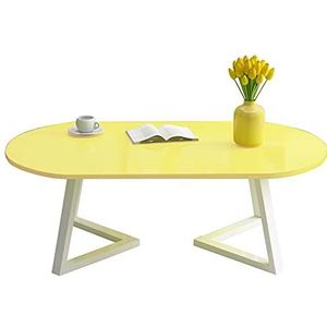 Prachtige salontafel, woonkamer ovale lage tafel (100x50x40cm), E1 milieubeschermingsbord laag tafelblad + koolstofstalen beugel vrijetijdstafel (kleur: G)