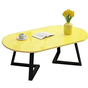 Prachtige salontafel, woonkamer ovale lage tafel (100x50x40cm), E1 milieubeschermingsbord laag tafelblad + koolstofstalen beugel vrijetijdstafel (kleur: C)