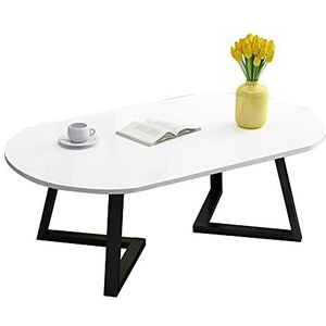 Prachtige salontafel, woonkamer ovale lage tafel (100x50x40cm), E1 milieubeschermingsbord laag tafelblad + koolstofstalen beugel vrijetijdstafel (kleur: D)