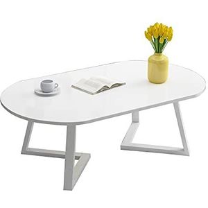 Prachtige salontafel, woonkamer ovale lage tafel (100x50x40cm), E1 milieubeschermingsbord laag tafelblad + koolstofstalen beugel vrijetijdstafel (kleur: H)