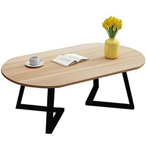 Prachtige salontafel, woonkamer ovale lage tafel (100x50x40cm), E1 milieubeschermingsbord laag tafelblad + koolstofstalen beugel vrijetijdstafel (kleur: B)