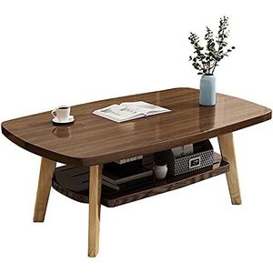 Prachtige salontafel, dubbellaagse eenvoudige massief houten bank bijzettafel, kleine familieslaapkamer zittafel, H45CM vrijetijdstafel (Kleur: A, Maat: 100X50X45CM)