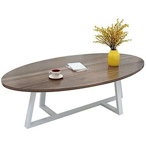 Prachtige salontafel, Japanse ovale lage tafel (100x50x45cm), E1 milieubeschermingsbord+koolstofstalen beugel vrijetijdstafel (kleur: B)