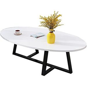 Prachtige salontafel, Japanse ovale lage tafel (100x50x45cm), E1 milieubeschermingsbord+koolstofstalen beugel vrijetijdstafel (kleur: E)