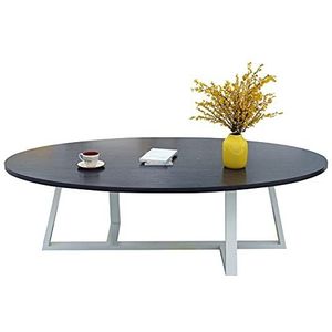 Prachtige salontafel, Japanse ovale lage tafel (100x50x45cm), E1 milieubeschermingsbord+koolstofstalen beugel vrijetijdstafel (Kleur: H)