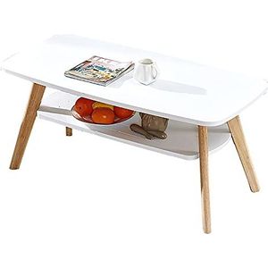Prachtige salontafel, Japans dubbellaags vierkant massief hout (H45cm) lage tafel, kleine appartement multifunctionele rubberhouten vrijetijdstafel (kleur: C, maat: 100X50X45CM)