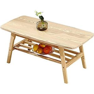 Prachtige salontafel, Japans dubbellaags vierkant massief hout (H45cm) lage tafel, kleine appartement multifunctionele rubberhouten vrijetijdstafel (kleur: C, maat: 100X50X45CM)