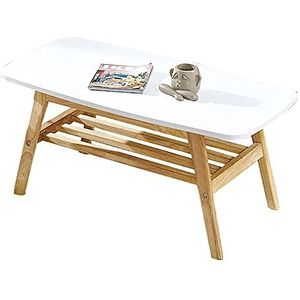 Prachtige salontafel, Japans dubbellaags vierkant massief hout (H45cm) lage tafel, kleine appartement multifunctionele rubberhouten vrijetijdstafel (kleur: D, maat: 100X50X45CM)