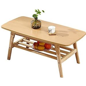 Prachtige salontafel, Japans dubbellaags vierkant massief hout (H45cm) lage tafel, kleine appartement multifunctionele vrijetijdstafel van rubberhout (kleur: A, maat: 100X50X45CM)